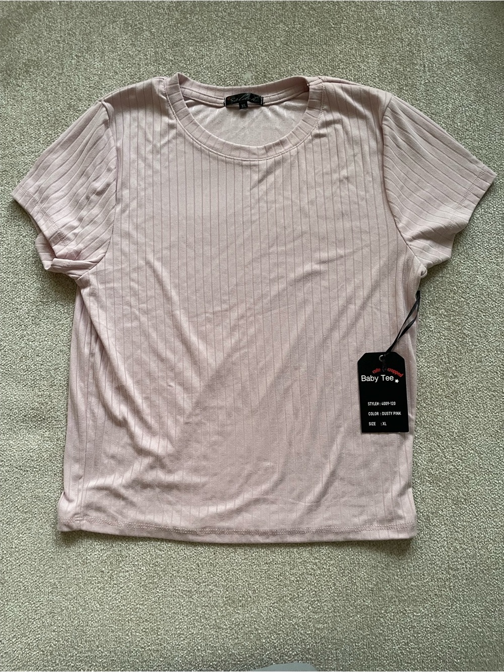 Splash Light Pink Ribbed Short Sleeve Tee